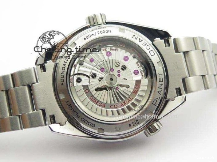 0523 Planet Ocean GMT 43.5mm V6F Goodplanet Orange Marker Blue Dial On SS Bracelet A ModernLook 8215